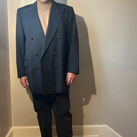 Vintage Double Breasted Burberry Navy Blazer Sport Coat Classic Tailoring - Picture 3 of 10